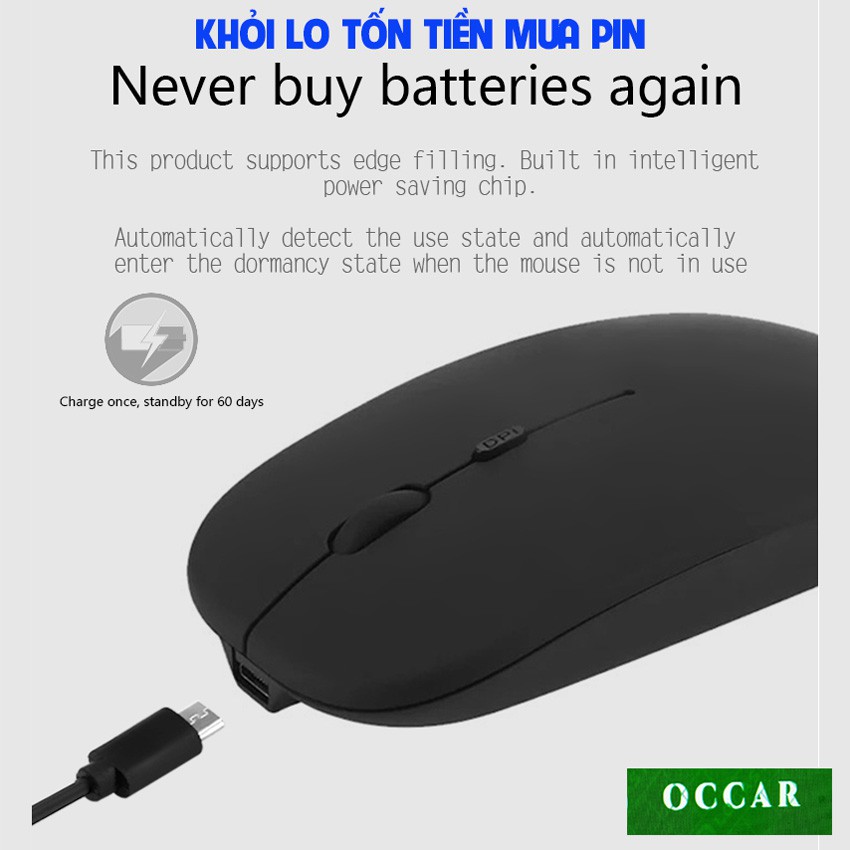 [PHIÊN BẢN 2022] Chuột Không Dây Bluetooth Bản Nâng Cấp, Không Âm Thanh, Không Dùng Pin, Không Phát Quang, Nhanh, Occar | BigBuy360 - bigbuy360.vn