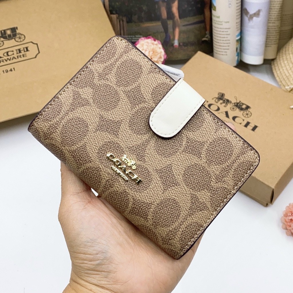 ví Ngắn Nữ Coach Medium Corner Zip Wallet In Signature Canvas