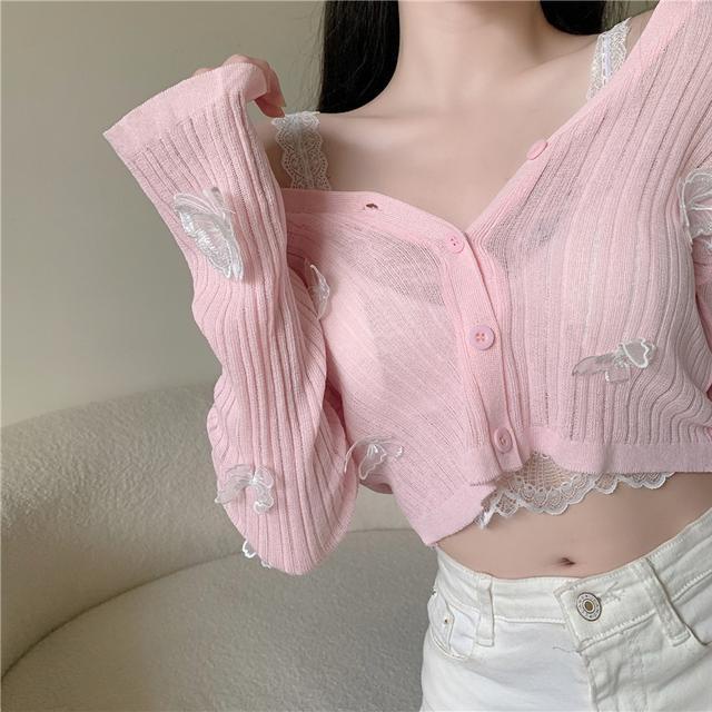 Áo Khoác Cardigan Tay Dài Chống Nắng Vải Lưới Thắt Nơ Dành Cho Nữ