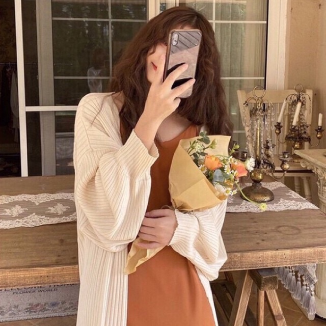 Áo khoác cardigan dệt kim mỏng dáng dài