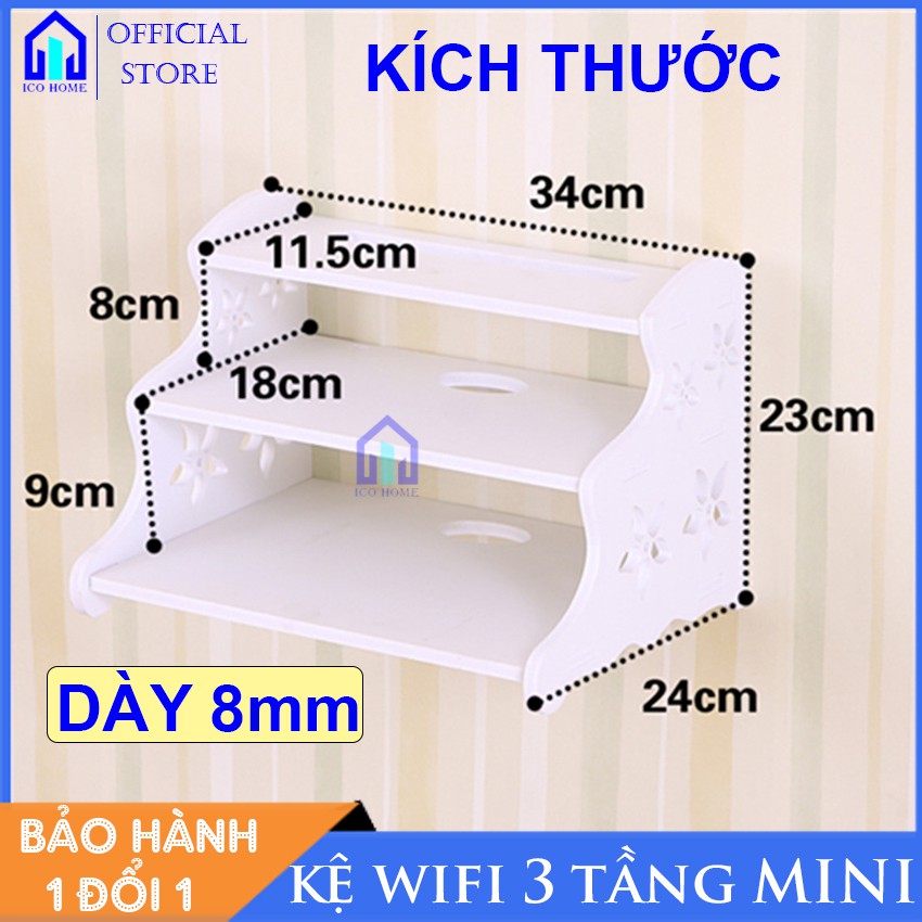 Kệ wifi treo tường 3 tầng KHÔNG CẦN KHOAN nhỏ gọn thông minh tiện lợi- Ico Home