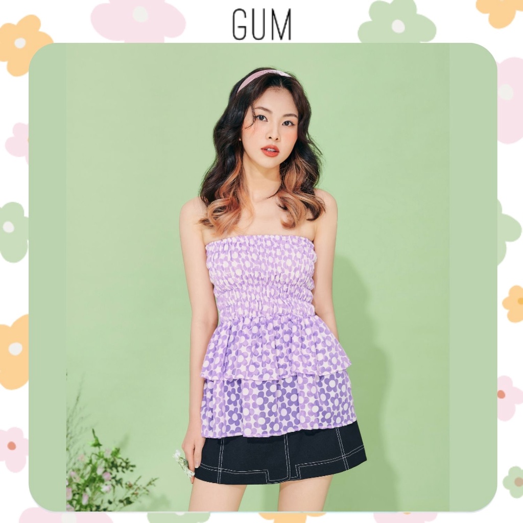 Áo ôm ngực sát nách họa tiết hoa tím freesize Gum Top By Gum Tailor