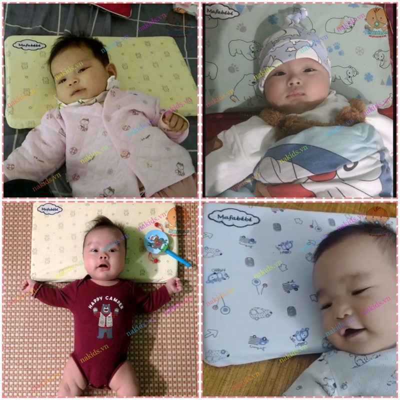 Gối Cao Su Non Mafabebe Lỗ Thông Hơi - Gối Chống Méo Đầu Cho Bé Kích Thước 45x25x3cm