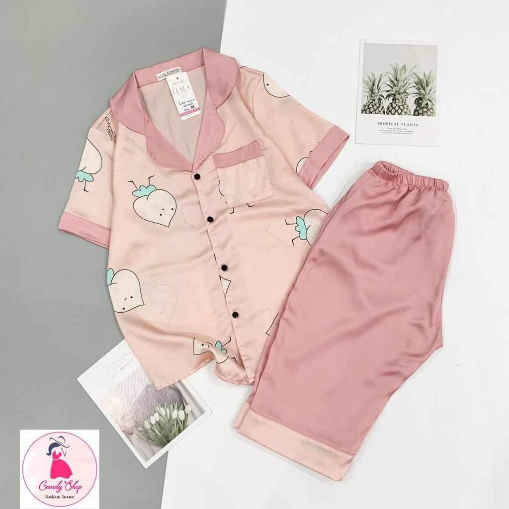 [Ảnh + VideoThật] Đồ Bộ Pijama LỤA SATIN LOẠI 1 Size 40-65kg áo cộc Quần lửng thấm hút mồ hôi | BigBuy360 - bigbuy360.vn