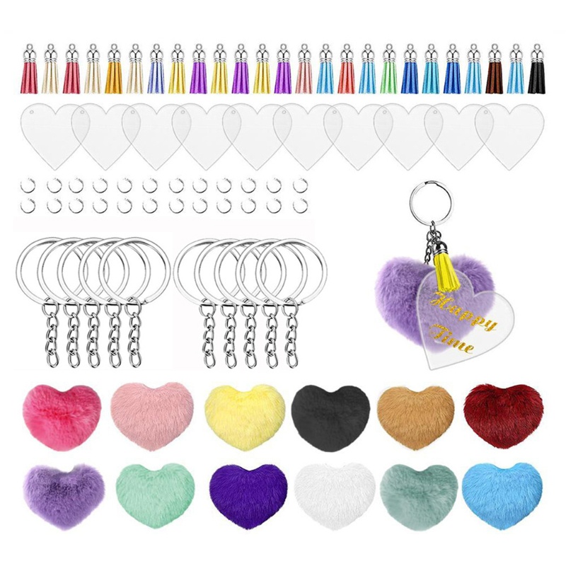 Set 24 Móc Khóa Tua Rua Chất Liệu Acrylic Dùng Để Trang Trí DIY Cr