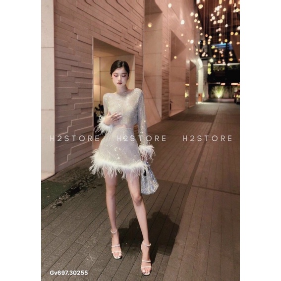 G1- set 3 món: áo ngoài, bra và váy lưới GV697