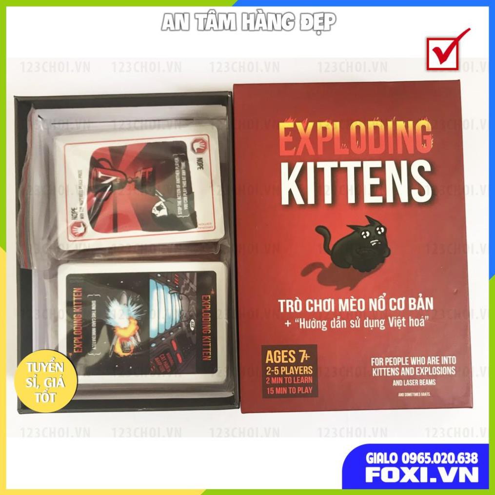 Combo Exploding Kitten-02 Bộ Mèo Nổ Màu Đỏ Và Đem Cơ Bản-Việt Hóa-Boardgame Cao cấp-Game Trí Tuệ