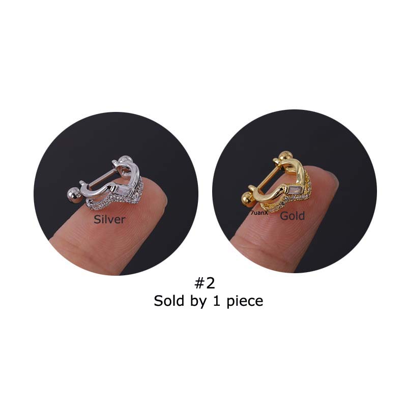 Cặp bông tai hình chữ C bằng thép không gỉ 8mm