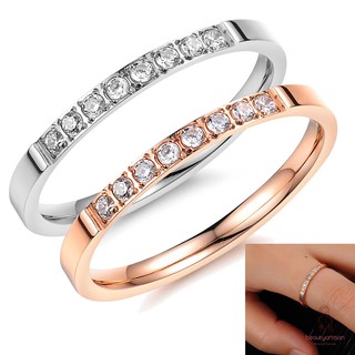 Nhẫn đính hôn bằng thép titan đính đá zircon sang trọng cho nữ