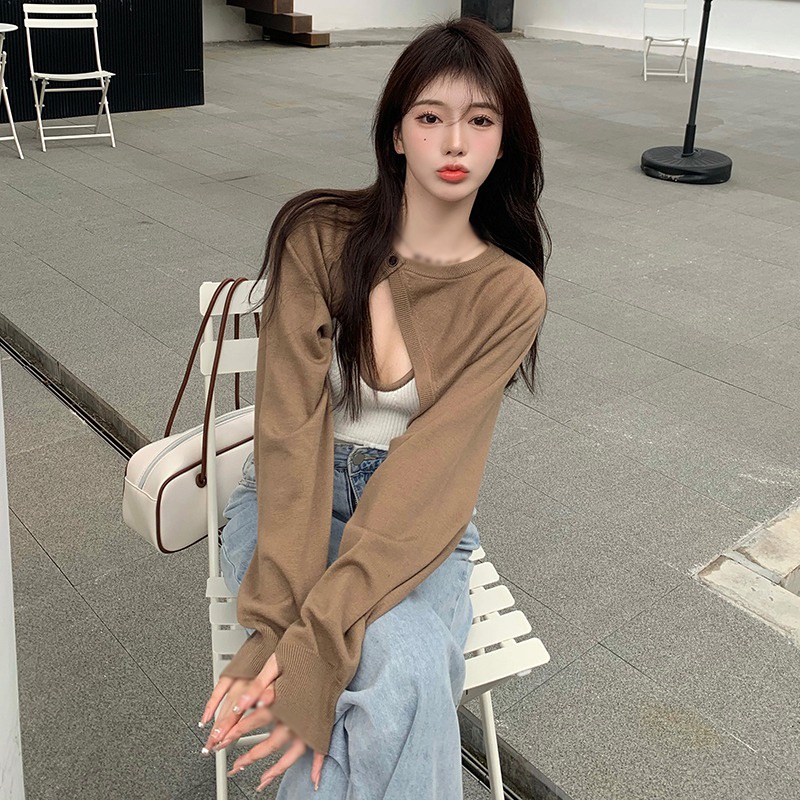 Áo Khoác Cardigan Dệt Kim Tay Dài Cho Nữ