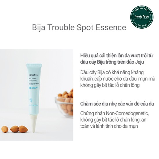 [Mã COSIF03 giảm 10% đơn 400K] Tinh chất làm dịu vùng da mụn innisfree Bija Trouble Spot Essence 15ml