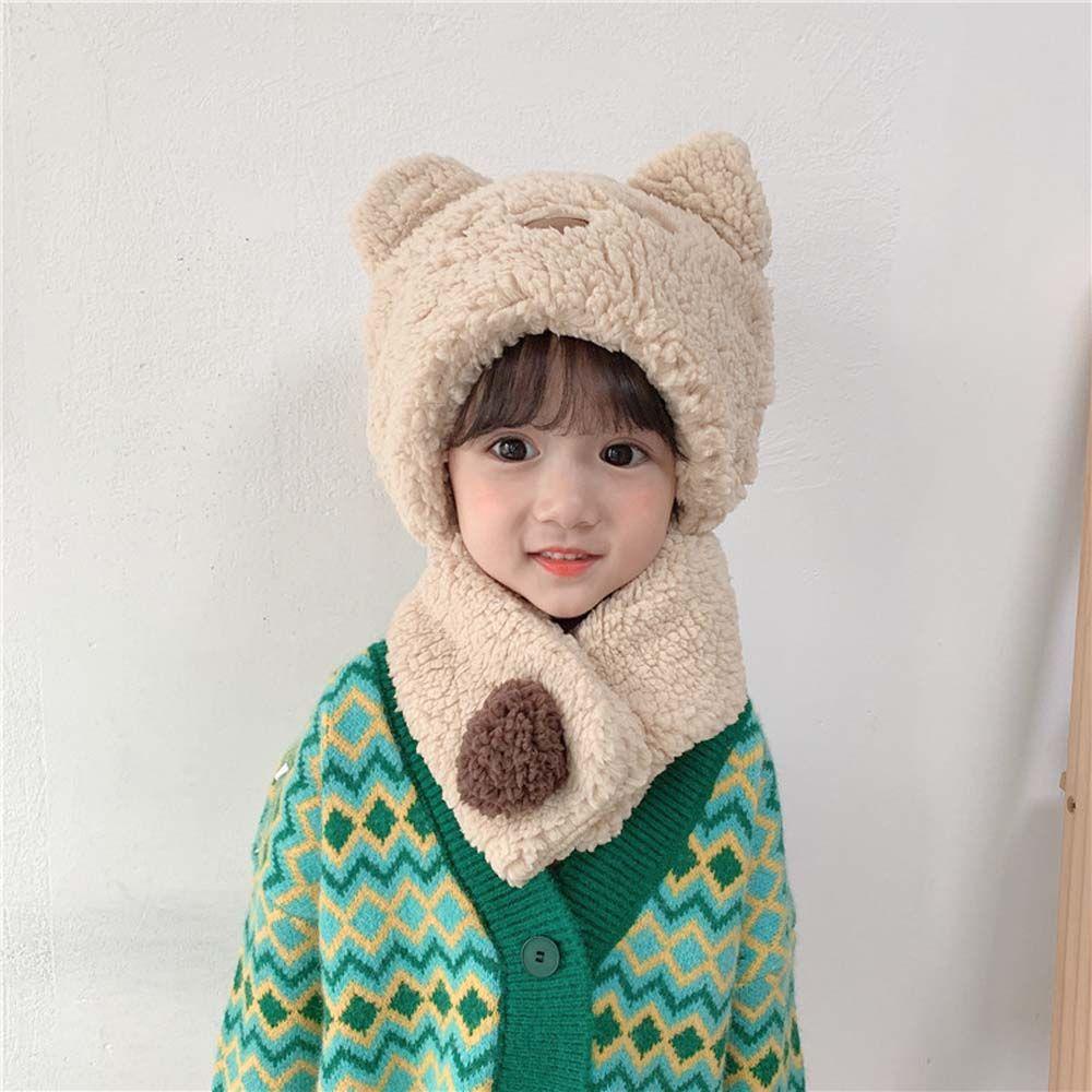 Mũ Trùm Đầu Kiêm Khăn Choàng Cổ Bằng Vải Bông Họa Tiết Hoạt Hình Anpanman / Gấu Dễ