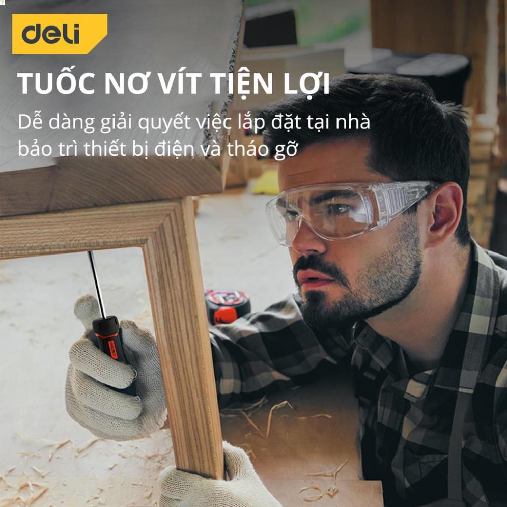 [LIFEDL157] Tua Vít Đầu Dẹt Deli Cao Cấp - Đầu Vít Từ Tính Dễ Dàng Sử Dụng - Chất Liệu Chống Mòn, Gỉ - DL3449 .