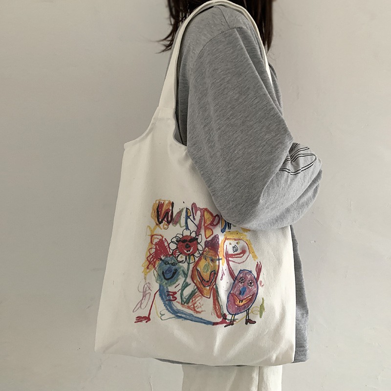 Túi đeo vai bằng vải canvas in họa tiết nghệ thuật Nhật Bản thời trang 2020 cho nữ