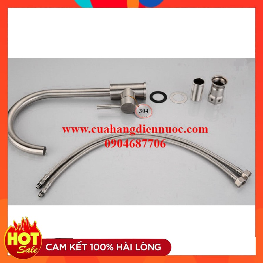 Vòi rửa chén, bát GIORMANI nóng lạnh inox 304 cao cấp VRB03 tặng đôi đây cấp inox