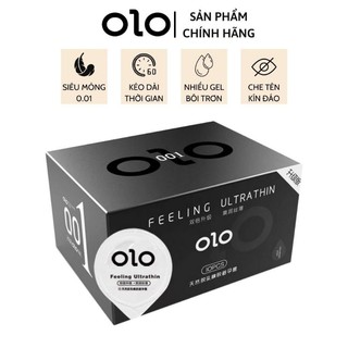  Bao cao su OLO 001 đen kéo dài thời gian siêu mỏng hương vani- Hộp 10 cái - NinaGen