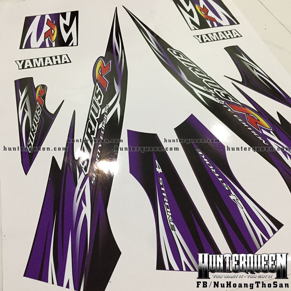 Tem rời Sirius - Tem R, đen tím - Thiết kế theo yêu cầu, chỉnh sửa theo ý. Sắc nét, bền màu