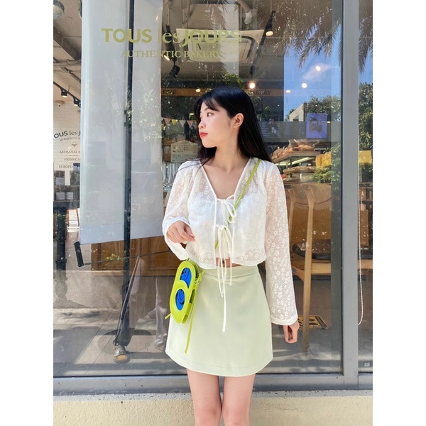 Sibling House - Áo cardigan dáng ngắn tay dài chất liệu ren hoa cột nơ xinh xắn REESE TOP