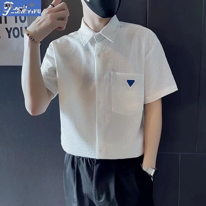 Áo Sơ Mi Ngắn Tay Có Túi Màu Trơn Thời Trang Cho Nam