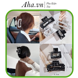 Kẹp tóc càng cua chấm đen trắng làm từ acrylic
