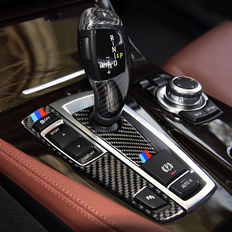 Miếng Dán Trang Trí Hộp Số Xe Hơi bmw f01 f10 f07 f25 f26 5 7 series x3 x4 Bằng Sợi carbon