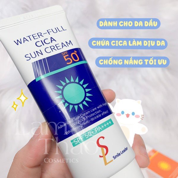 Kem Chống Nắng Lạnh Ngừa Mụn Smile Leader Water-Full CiCa Sun Cream SPF 50+ PA++++ 60ml