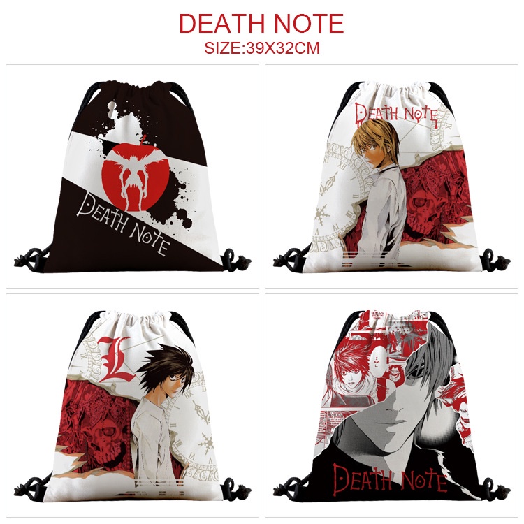 Ba Lô Dây Rút In Họa Tiết Hoạt Hình Death Note Cho Học Sinh