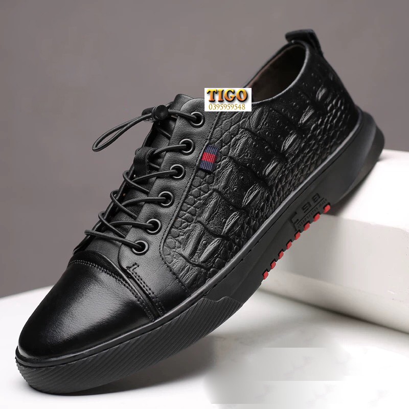 giày thể thao nam Sneakers da bò buộc dây hot nhất 2020