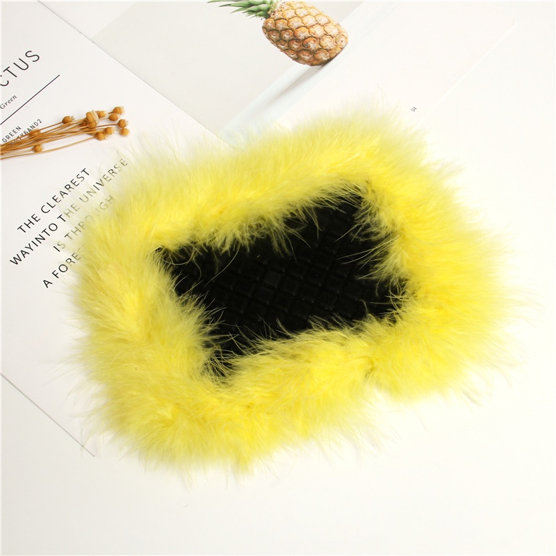 Thảm Lông Đà Điểu Màu Trắng Chống Trượt Có Ngăn Đựng Nước Hoa Trang Trí Nội Thất Xe Hơi