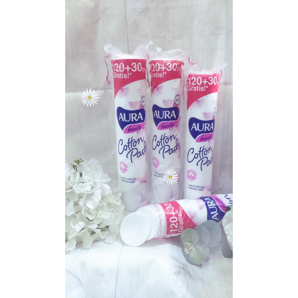 Bông tẩy trang Aura cotton (150 miếng) mềm mịn, giúp tẩy trang hiệu quả