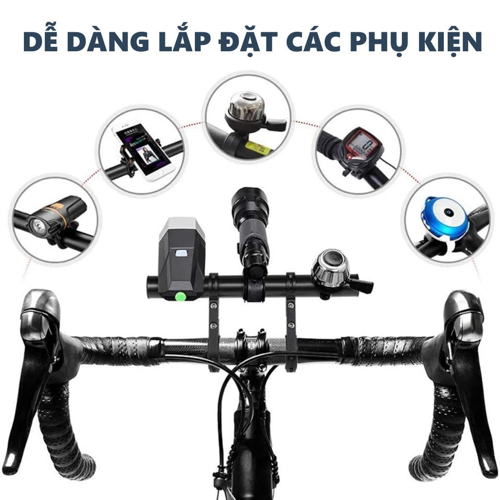 Tay lái xe đạp thể thao địa hình thanh mở rộng tay lái 20cm ống hợp kim nhôm chắc chắn HAN BIKE