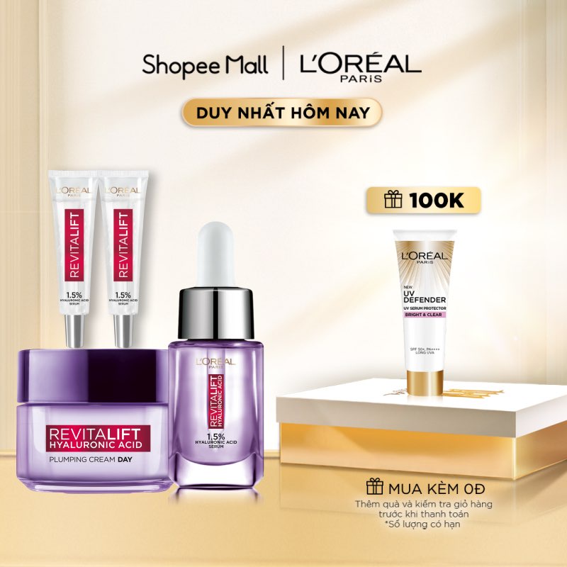 Bộ dưỡng da siêu cấp ẩm và căng mịn da L'Oreal Paris