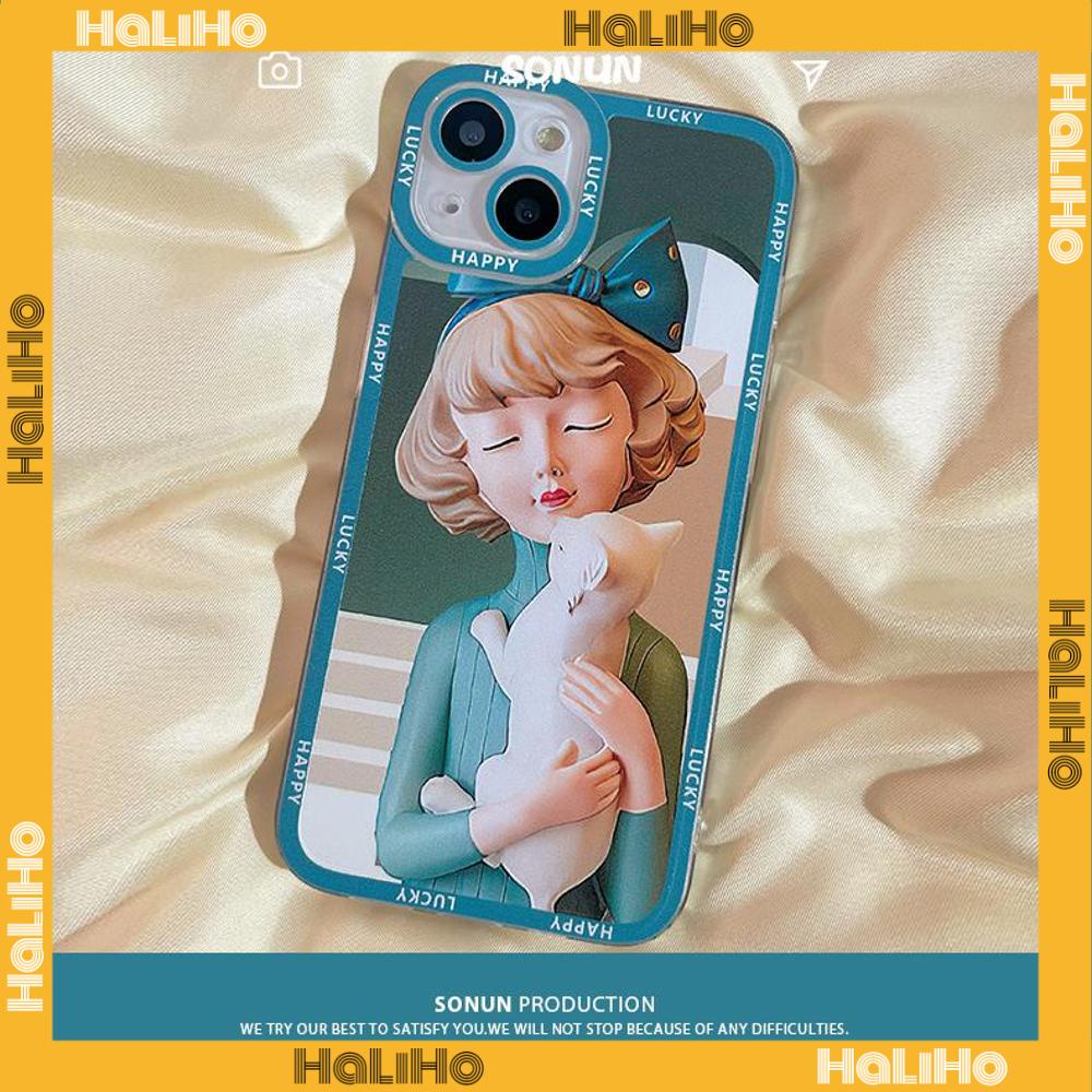 iPhone Case Silicone Soft Case Clear Case Square Edge Shockproof Protection Camera Comic Cute Girl Compatible For iPhone 11 iPhone 13 Pro Max iPhone 12 Pro Max iPhone 7 Plus xr