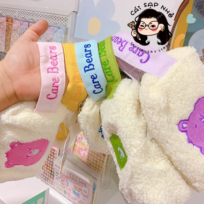 Túi bút lông xù họa tiết gấu care bear chính hãng
