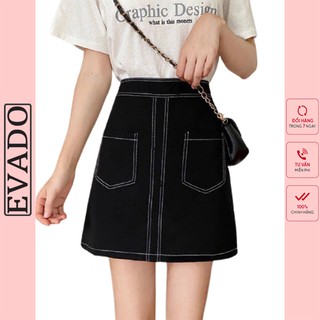 Chân váy chữ a công sở lưng cao xếp ly ngắn chỉ viền nổi bigsize EVADO CV05