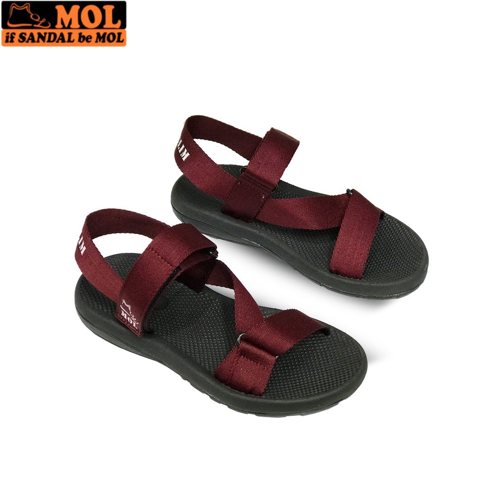 Sandal couple nam nữ quai ngang đế mõng có quai hậu cố định cho cặp đôi mang đi học đi biển du lịch hiệu MOL MS1166B