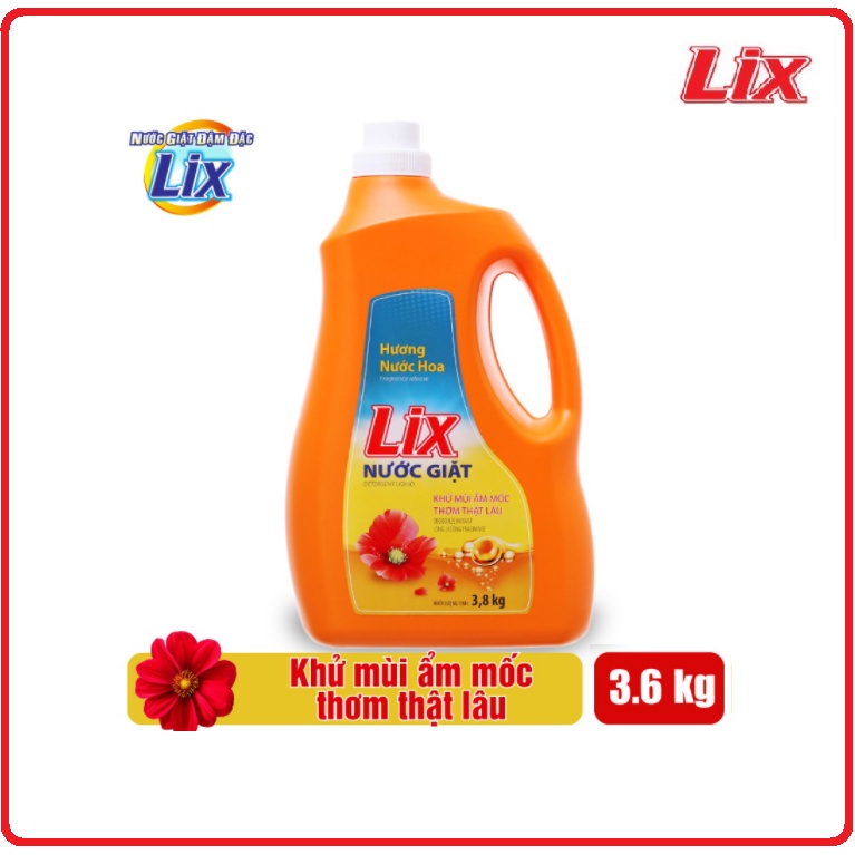 Nước Giặt LIX Đậm Đặc Tẩy Sạch Cực Mạnh Vết Bẩn Chai 3,6Kg