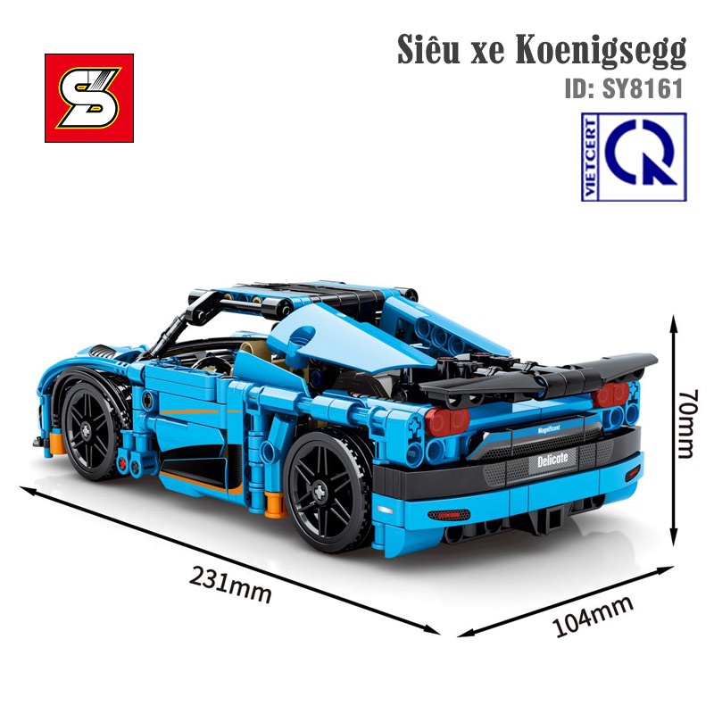 Đồ Chơi Lắp Ráp Cho Bé Trai Kéo Cót  Siêu xe Koenigsegg - SY BLOCK SY8161) - 527 chi tiết