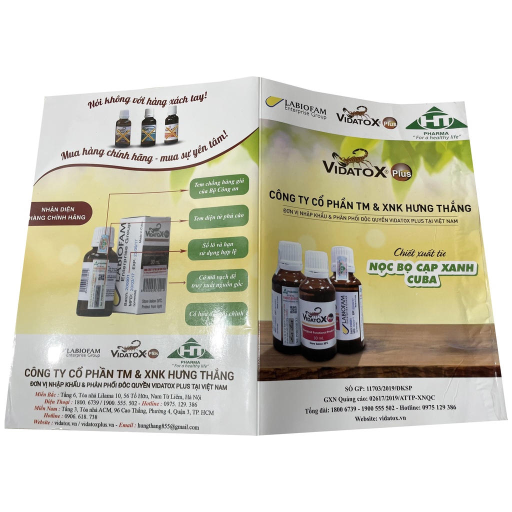 Vidatox Plus - Nọc bọ cạp xanh Cuba tiê,u d.i.ệt t.ế b.ào u.ng th.ư chính hãng HTpharma