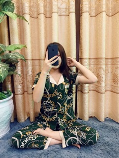 [Xả hàng] Bộ lụa giấy hoạ tiết thổ cẩm áo cộc - quần dài
