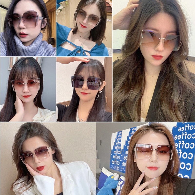 Kính Chống Nắng Chống Tia UV Gọng Vuông Thời Trang Đi Biển Cho Nữ