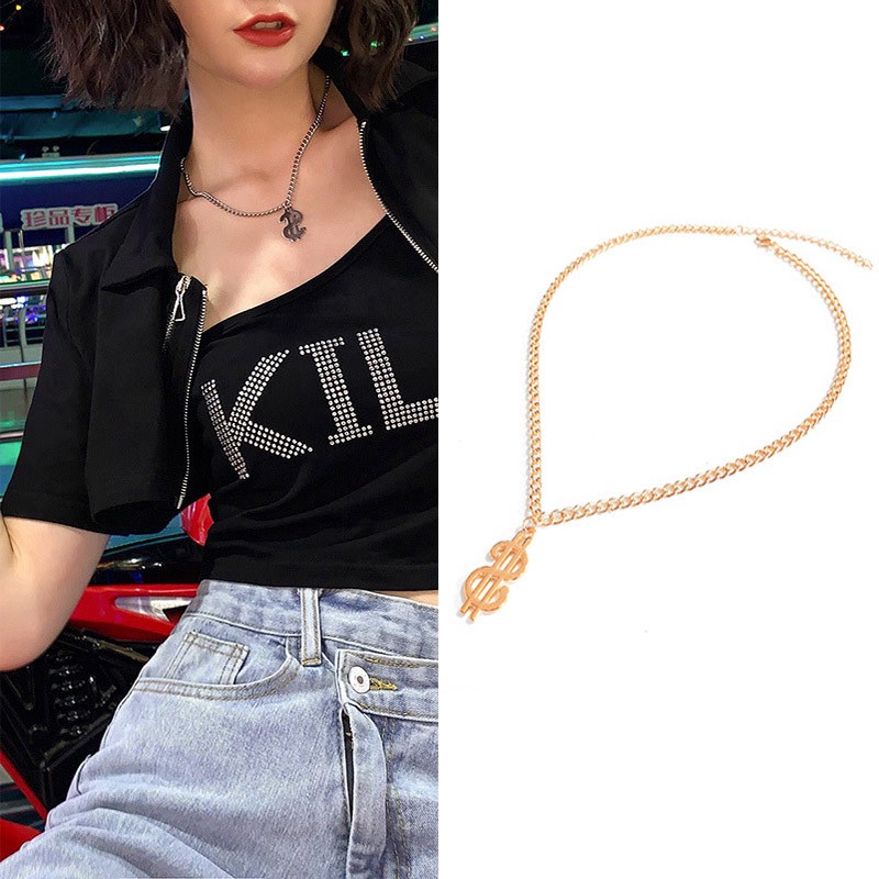 Vòng Cổ Mặt Hình Đô La Unisex Dây To Khỏe Khoắn Retro Hiphop - Vòng Cổ Nam Nữ