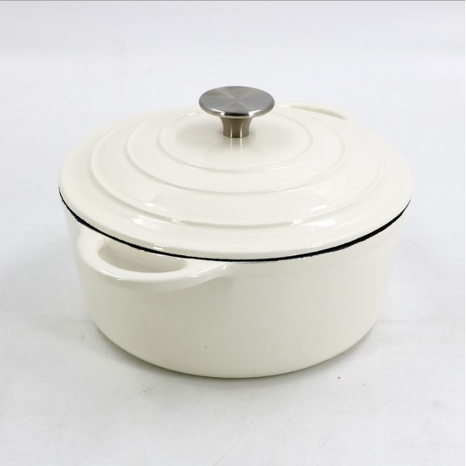 Nồi Gang Kho Cá Thịt Ninh Hầm Xương Nấu Cháo M-cooker 22cm 3QT Phủ Gốm Tráng Men Đài Loan