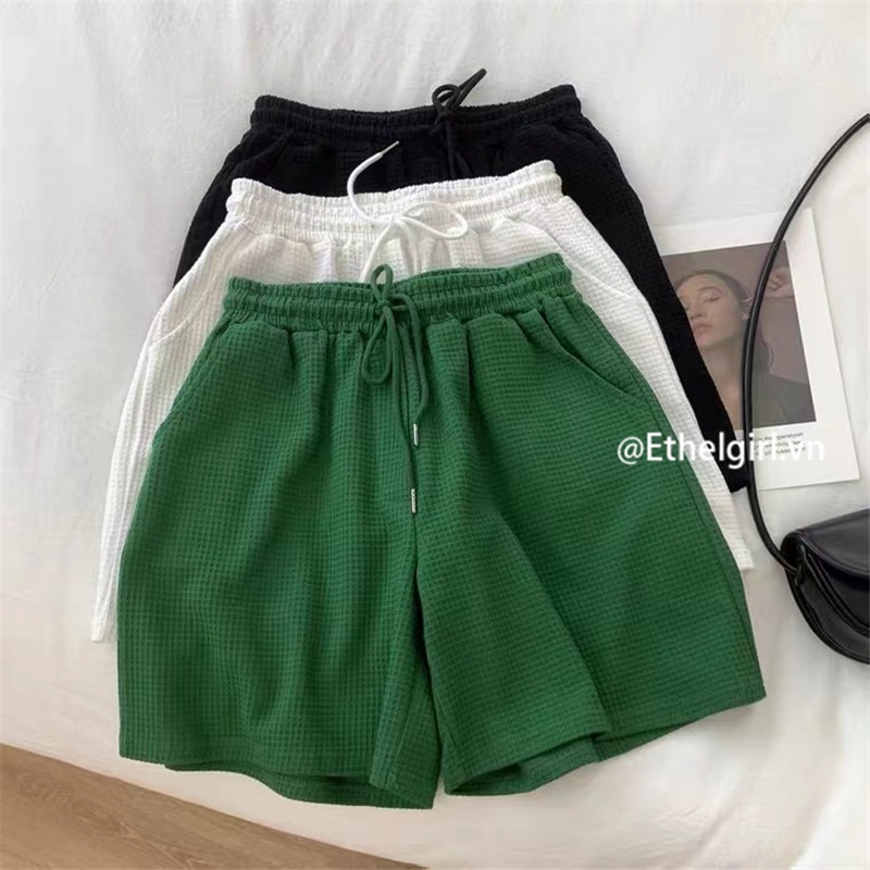 Quần Short Thể Thao Ống Rộng Lưng Cao Phối Dây Rút 3 Màu Sắc Lựa Chọn Thời Trang Dành Cho Nữ