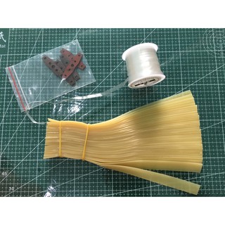 10 bộ dây ná cao su Latex chưa cột + 5 da 3 lỗ xịn + 5m chỉ + cây luồn + cây rút thun