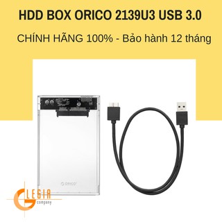 Hộp đựng ổ cứng Laptop ORICO 2139U3 trong suốt 2.5'' Hàng phân phối chính hãng