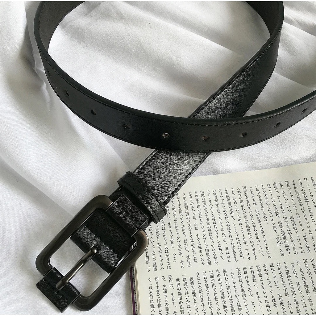 Thắt Lưng Nam Nữ DG Mặt Vuông PUN Màu Đen Đẹp Cao Cấp  Mặt Kim Loại Da PU Hàn Quốc - DG