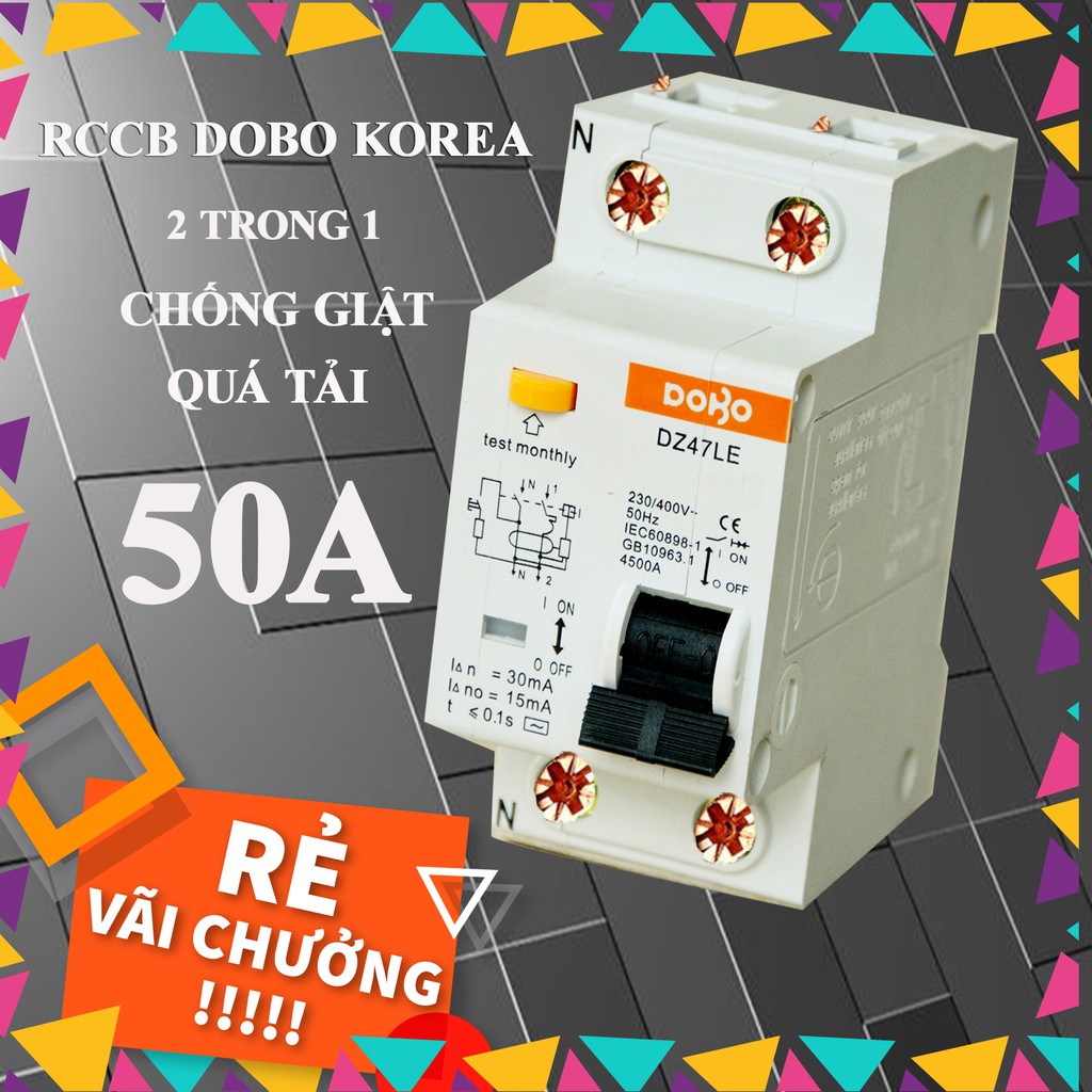 Cầu dao Chống Giật 2P 25A - 20A -16A  - 30mA RCCB DOBO KOREA đa năng - siêu nhạy - test giật trực tiếp