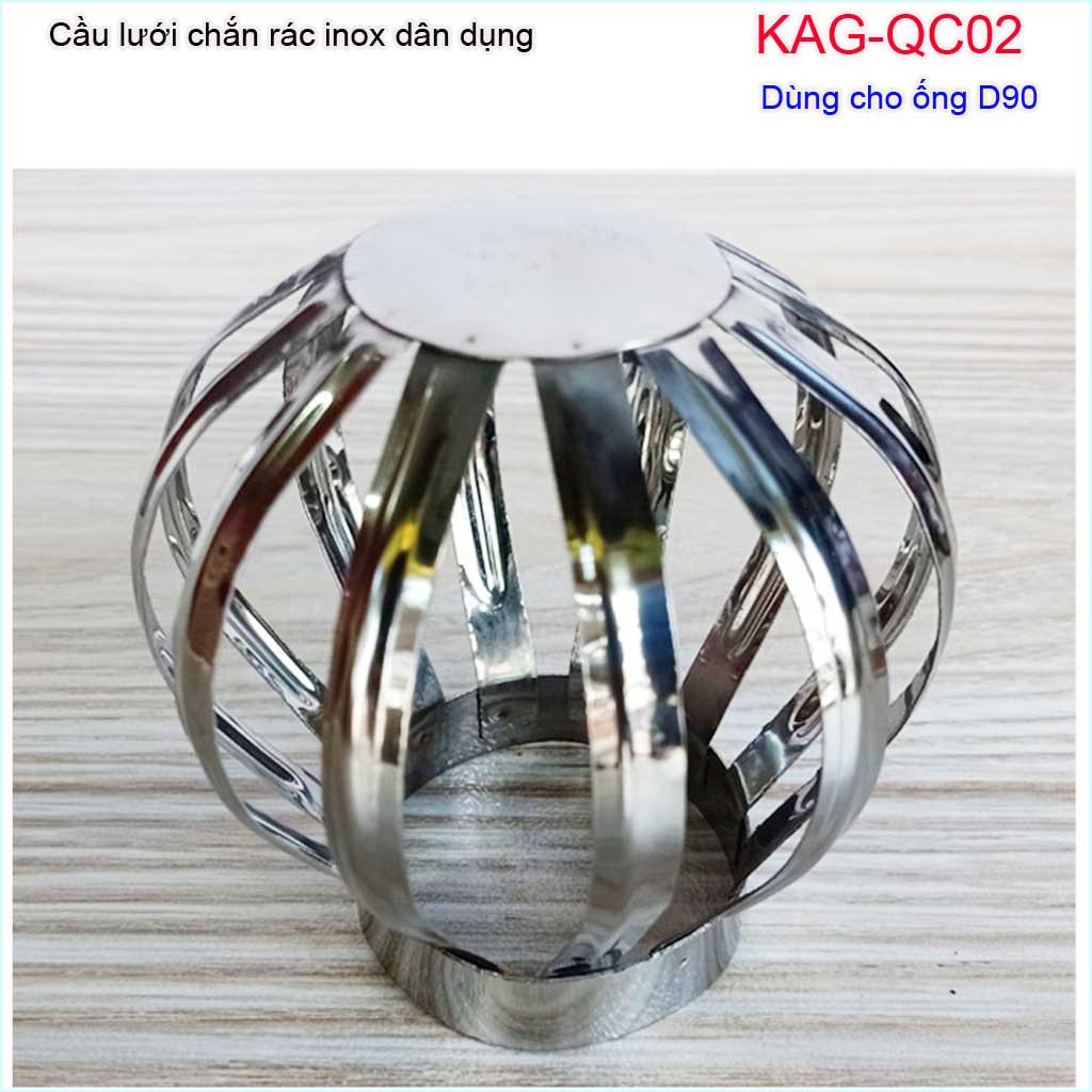 Cầu chắn rác thoát nước mưa  D90 KAG-QC02 (ống 9cm),Cầu chặn rác sân thượng inox