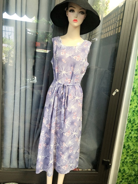 Đầm voan maxi vintage màu tím combo | BigBuy360 - bigbuy360.vn